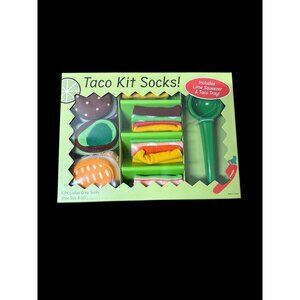 Ladies' crew socks, set of 5 pairs, Taco Kit designs. shoe sizes 4–10, brand new